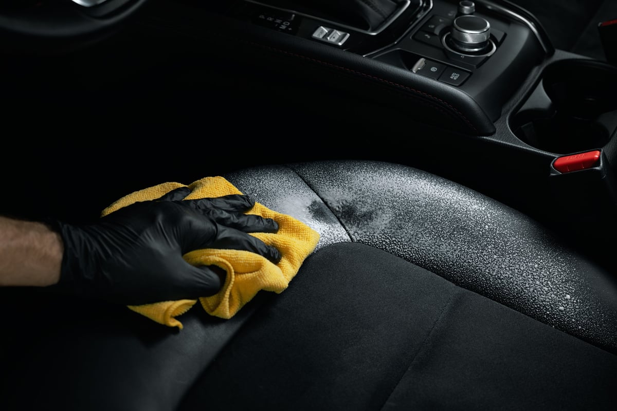 Interior leather seat cleaning
